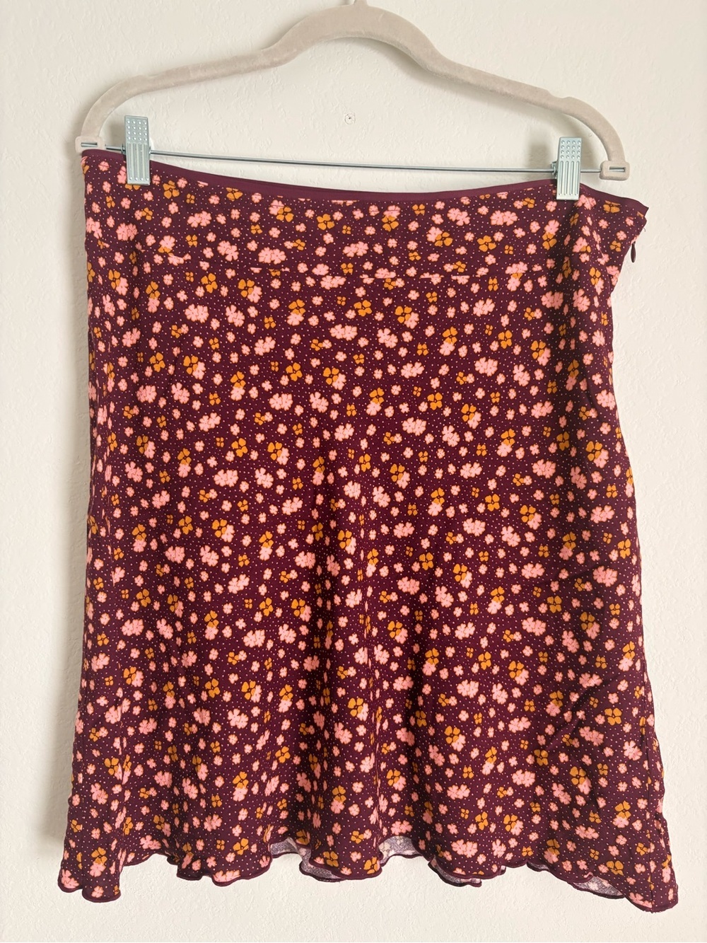 Free People Women's Floral Midi Skirt - Burgundy Pink size 12 - Picture 4 of 11
